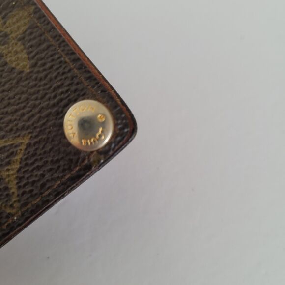 Louis Vuitton LV Mini Brown Folding Monogram Leather Card Wallet Small Damaged - Picture 10 of 10